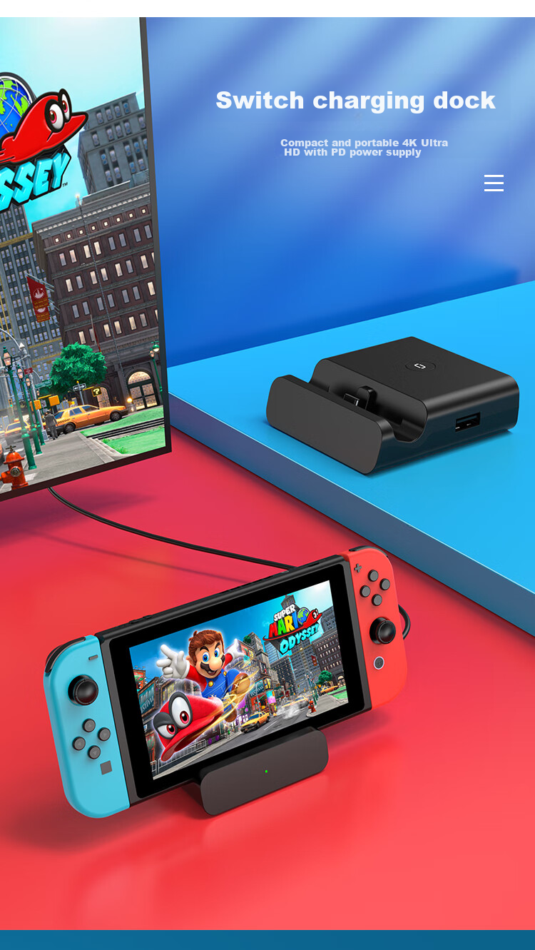 Магнит NEWDERY для Nintendo Switch, портативная док-станция, зарядное устройство NS, кабель для зеркалирования экрана OLED, подставка для зарядки консоли, настольная подставка для игровых консолей Lite