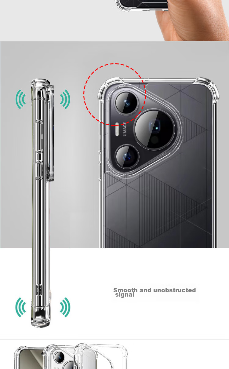 Чехол ESCASE для Huawei Pura70, защита от падений, мягкая оболочка с воздушной подушкой, двойной материал TPU + PC, высокая прозрачность