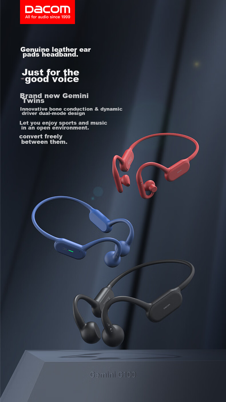 Беспроводные наушники Dacom G100 с костной проводимостью, спортивные Bluetooth-гарнитуры, шейный ободок, шумоподавление, совместимы с Apple, Huawei, Xiaomi