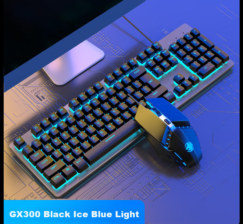 Механическая клавиатура EWEADN GX300 с подсветкой и игровой мышью, проводной набор для геймеров и офиса