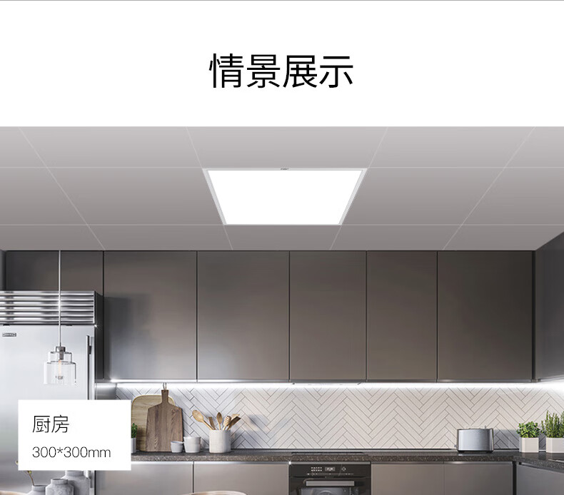 雷士（NVC）厨房灯 led集成吊顶厨卫灯吸顶灯 铝扣板卫生间平板灯 嵌入式面板灯  雾银 16W正白光  300*300