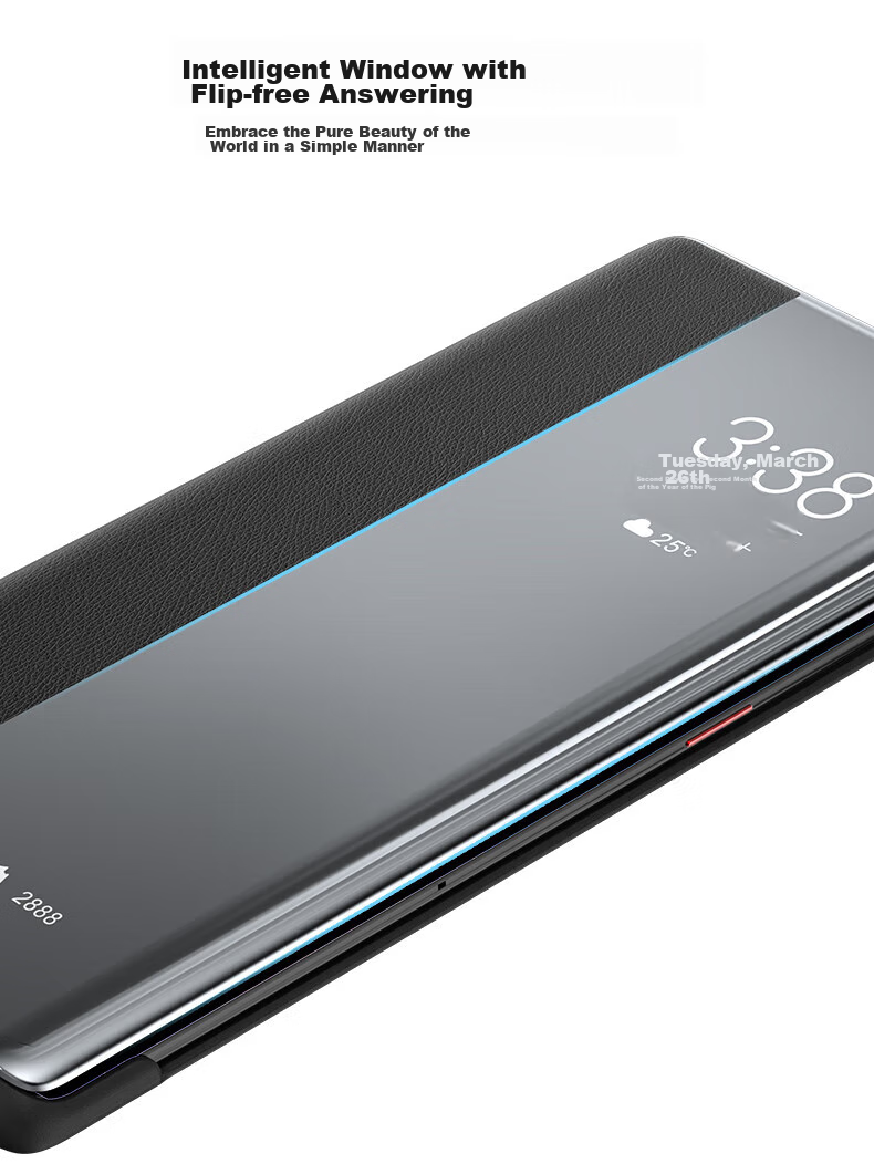 Чехол Eddga для Huawei Mate 30 Pro / Mate 30 Pro+, кожаный "Chuan Lian Jin Bao", с окном Smart View, защита от падений, без откидывания для ответа на звонки