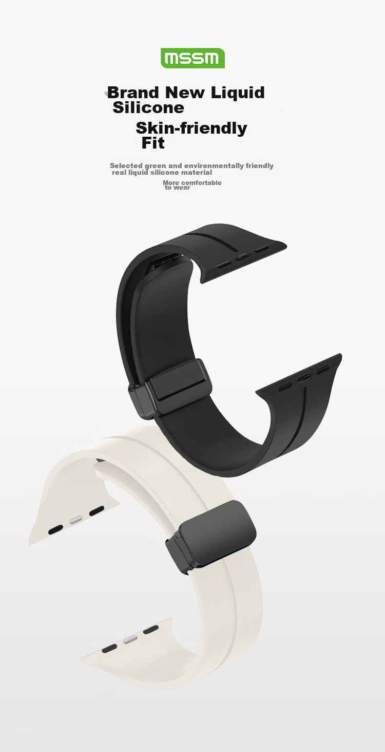Ремешок MSSM для Apple Watch, силиконовый, с магнитной застежкой, цвет "Звездный свет", для моделей 44/45/46/49 мм