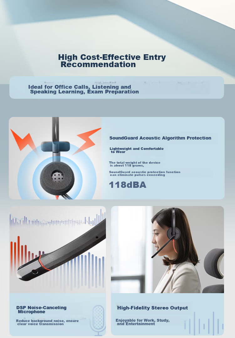 Гарнитура PLANTRONICS HP Blackwire C3220 USB-A, накладные, двусторонняя, с микрофоном, 0.8 м
