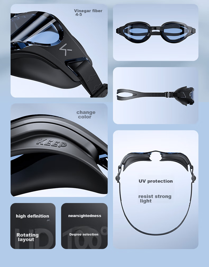 Очки для плавания Keep Swimming Goggles с антифогом, водонепроницаемые, профессиональные, для мужчин и женщин, модель 870, полуночно-синие