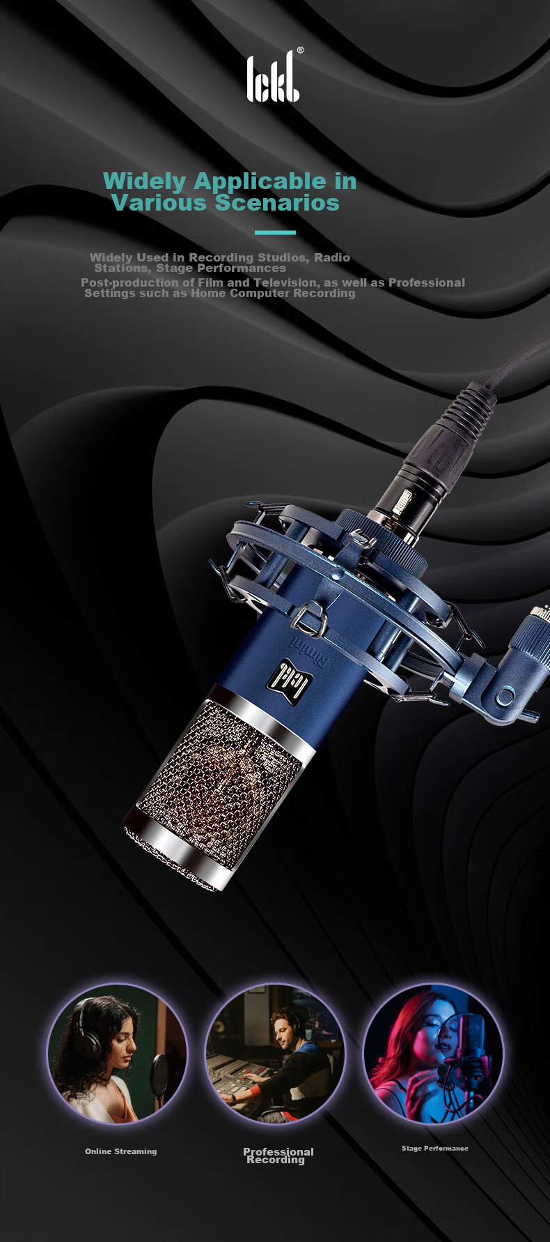 Микрофон Ickb Mini Condenser Sound Card Kit для прямой трансляции, записи, пения