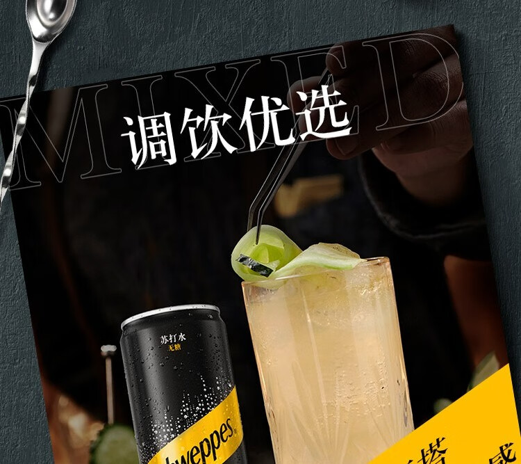 怡泉 Schweppes 无糖零卡 苏打水  汽水饮料 330ml*24罐 调酒 整箱装 可口可乐出品 新老包装随机发货