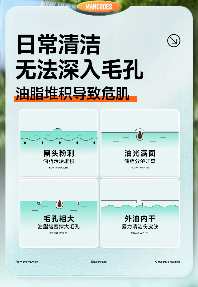 左颜右色茶树清洁泥膜150g男士面膜去黑头控油收毛孔抗痘保湿深层清洁涂抹