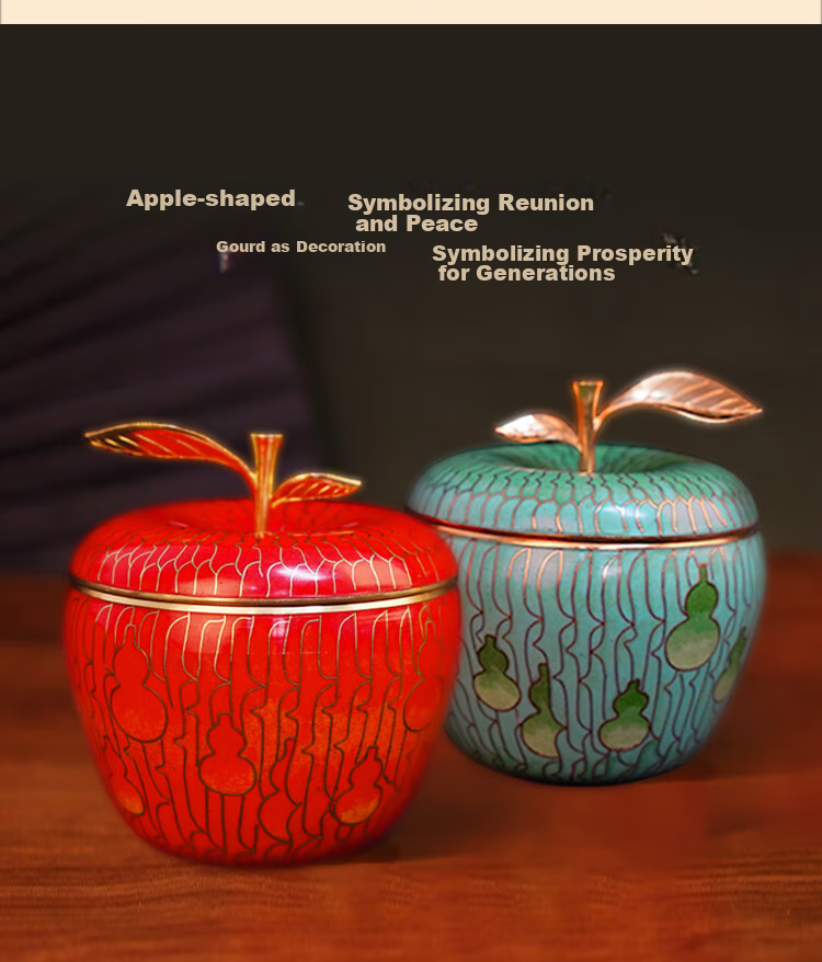 Шкатулка "Семейное воссоединение и благополучие" SINO-FOREIGN ENAMEL GALLERY, эмаль, яблоко, настольный сувенир, подарок