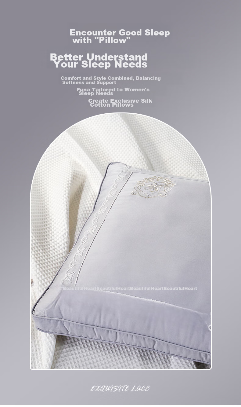Подушка FUANNA Home Textiles, шелковая, дышащая, мягкая, с низким наполнителем, для взрослых, 70*45 см, 1 шт.