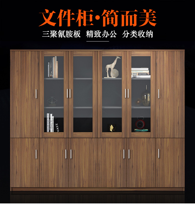 苏标文件柜档案柜办公室木质玻璃文件柜财务柜带锁储物柜资料柜办公柜 二门