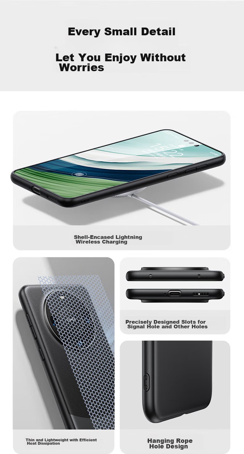 Чехол DIVI для Huawei Mate60, из натуральной кожи, защита камеры, полный охват, ультратонкий, противоударный, элегантный зеленый