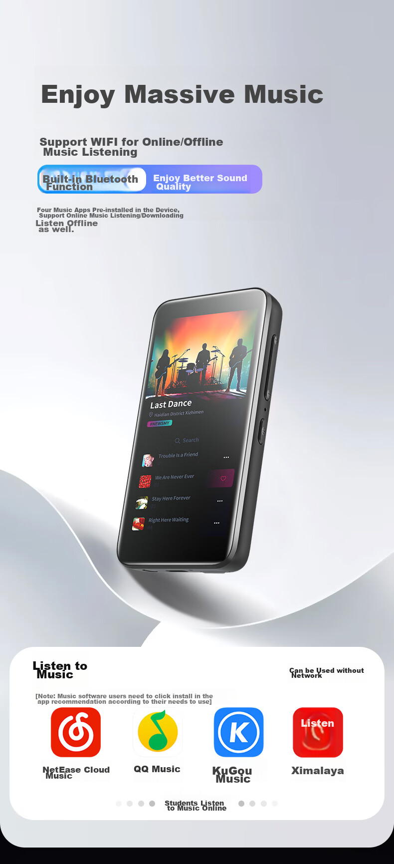 Портативный MP3-плеер Newsmy M8, 16 ГБ, WiFi, Bluetooth, 3.4 дюйма, видео, запись