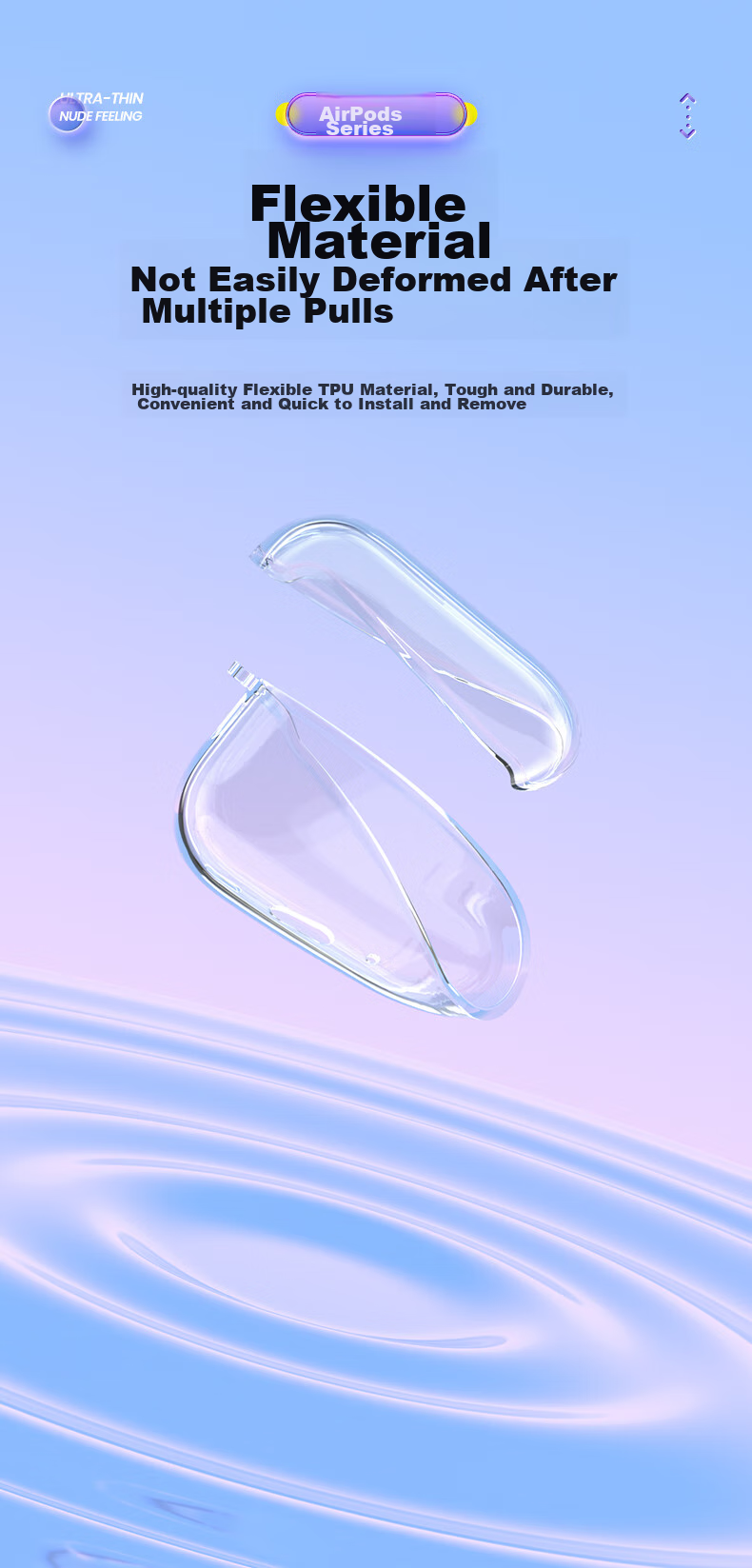 Чехол PISEN для AirPods Pro, прозрачный, TPU, с защитой от падений и царапин, с ремешком