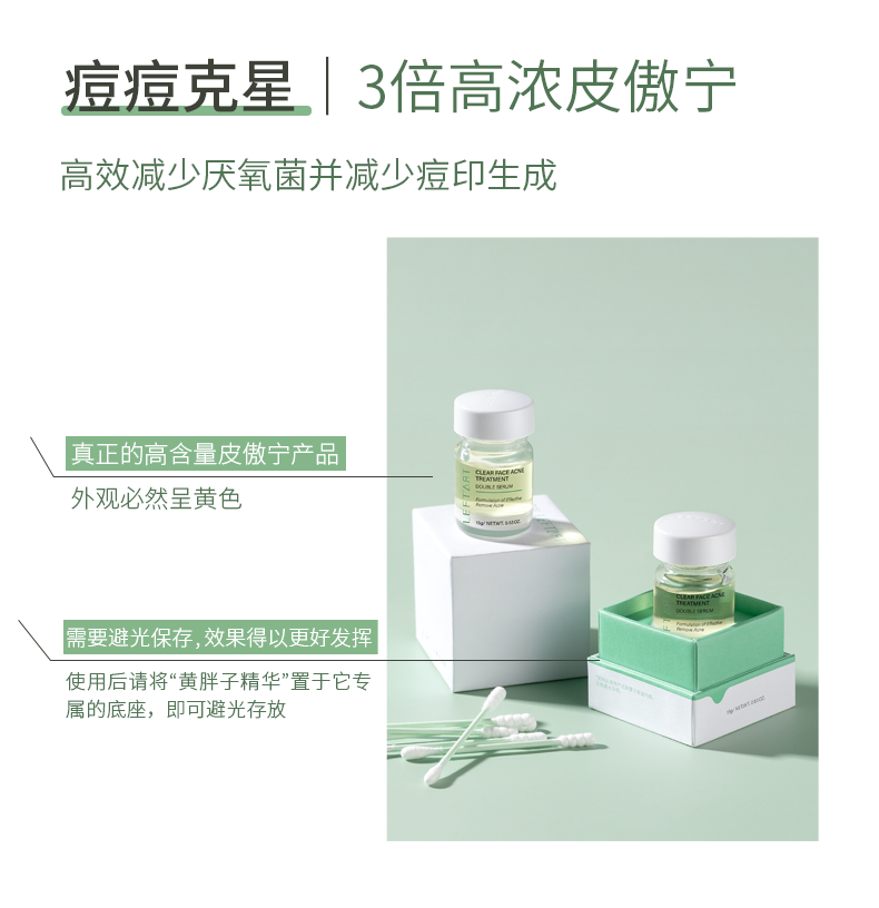 左艺黄胖子祛痘精华液15ml点涂清痘水杨酸祛痘修护疏通毛孔改善闭口护肤品 祛痘坑印膏女男士
