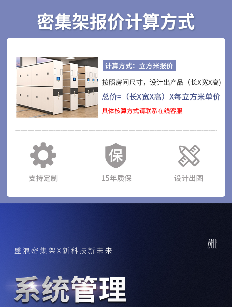 盛浪智能密集架移动档案柜密集柜一列五组每立方