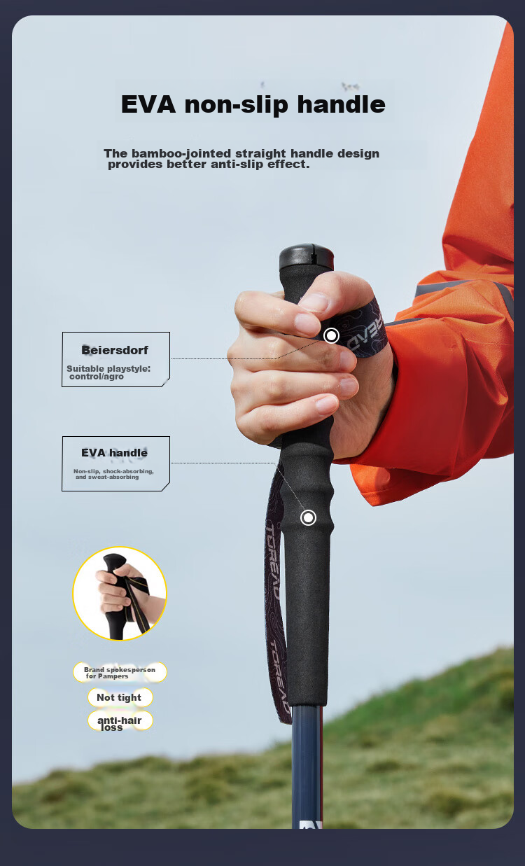 Треккинговые палки TOREAD Carbon Fiber Telescopic Trekking Pole, ультралегкие, портативные, для хайкинга и альпинизма, цвет Xuan Yuan Red