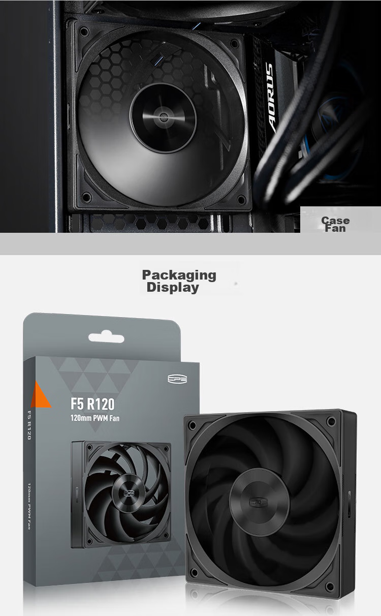 Компьютерный вентилятор PCCOOLER F5R120BK, 120мм, FDB подшипник, 3-скоростной PWM, без подсветки
