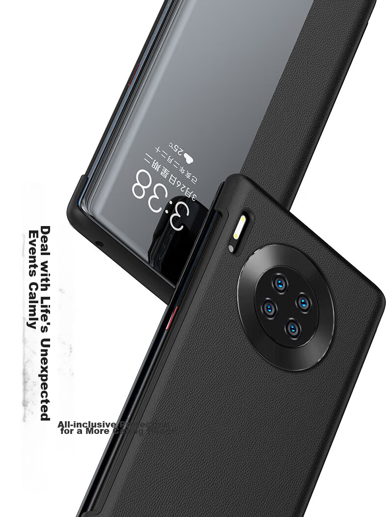 Умный чехол-книжка Ekakashop Smart View Flip Case для Huawei Mate30 Pro, защита от падений, бизнес-стиль, черный