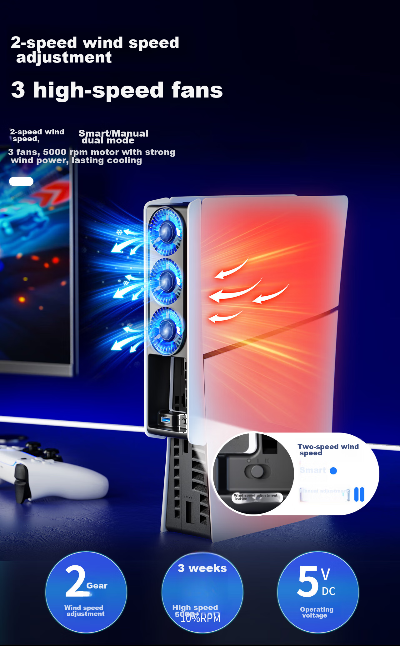 Магнит на холодильник "Компьютерные игры" Liangzhi (IINE) L960 для PS5 Slim, универсальный, с интеллектуальным контролем температуры
