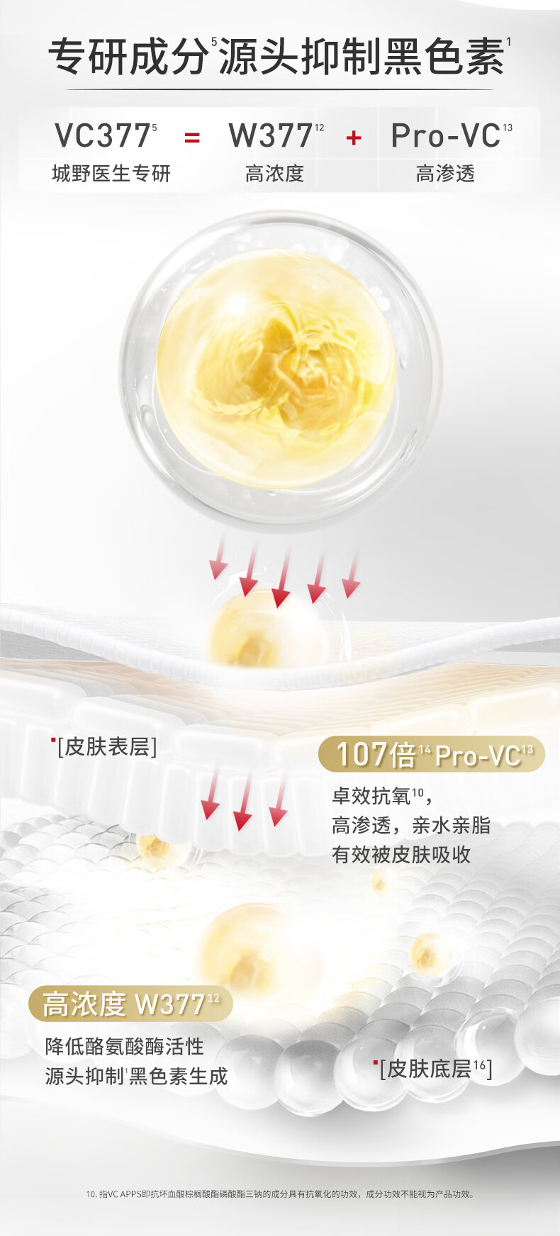 城野医生377美白精华18g 提亮肤色 淡化斑点痘印早c晚a护肤品