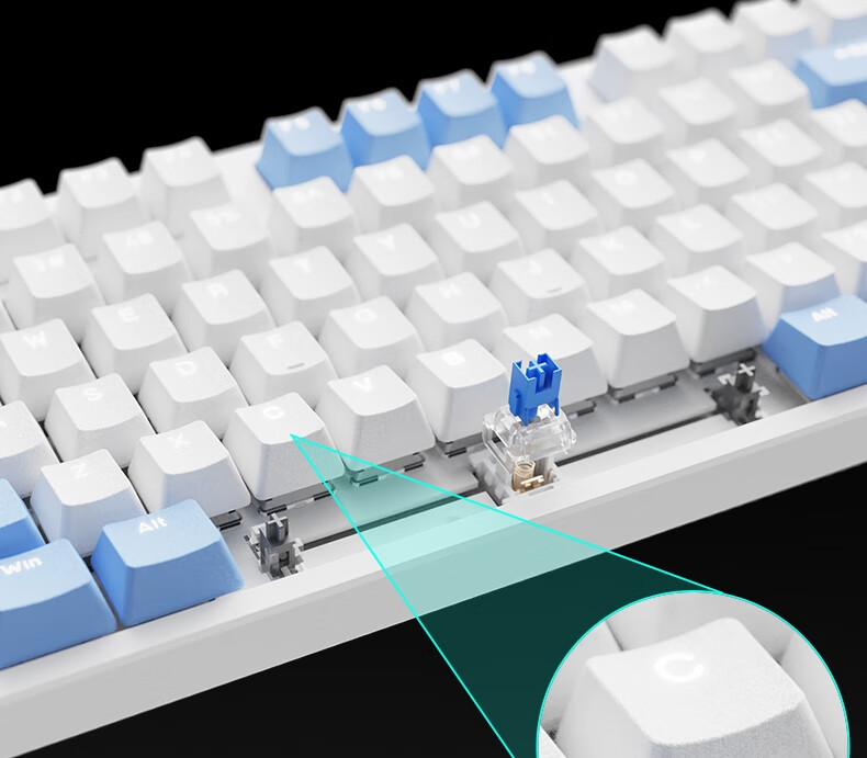 Механическая клавиатура Rapoo V500PRO White And Blue, 104 клавиши, проводная, с подсветкой, PBT двухцветные колпачки, красные переключатели