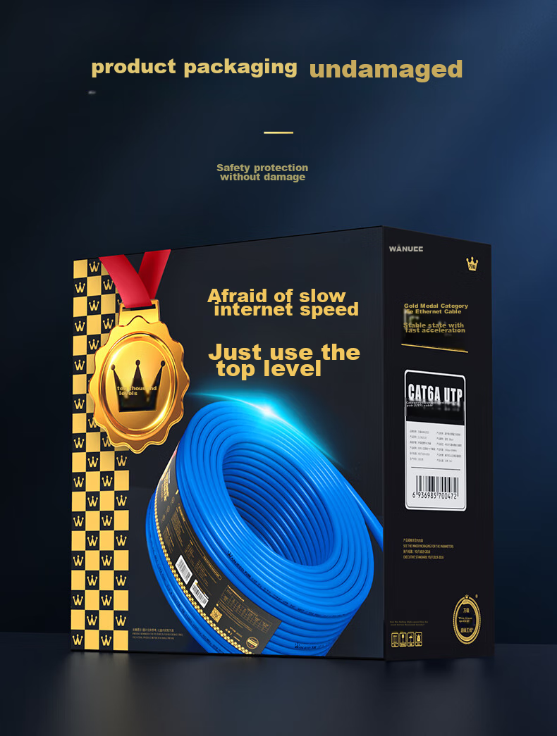 Сетевой кабель WANJEED CAT6A UTP, 10 Гбит/с, 23AWG, 100 метров, синий