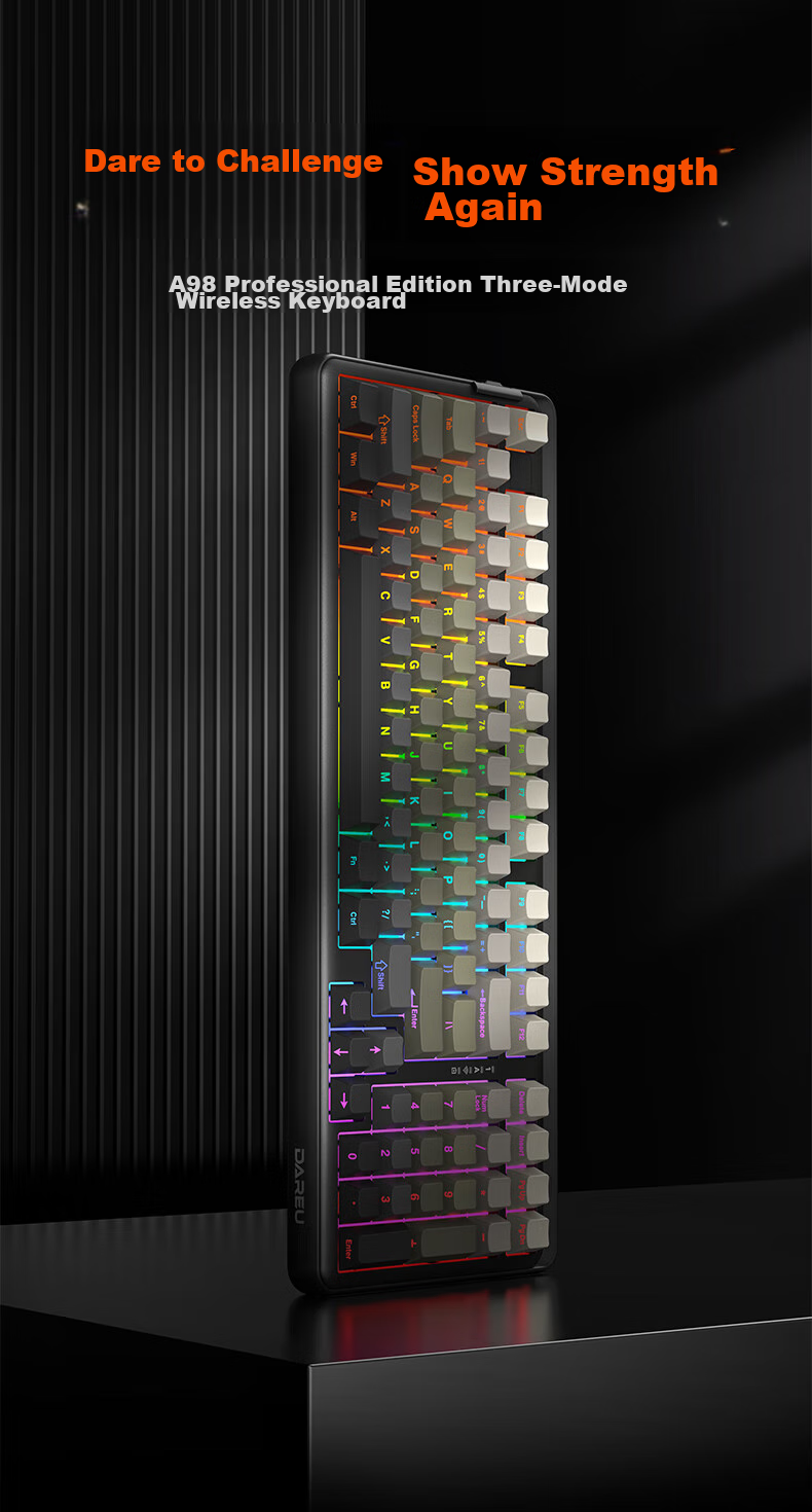 Механическая клавиатура DAREU A98 Professional Edition, 98 клавиш, беспроводная, RGB, белый дым синий