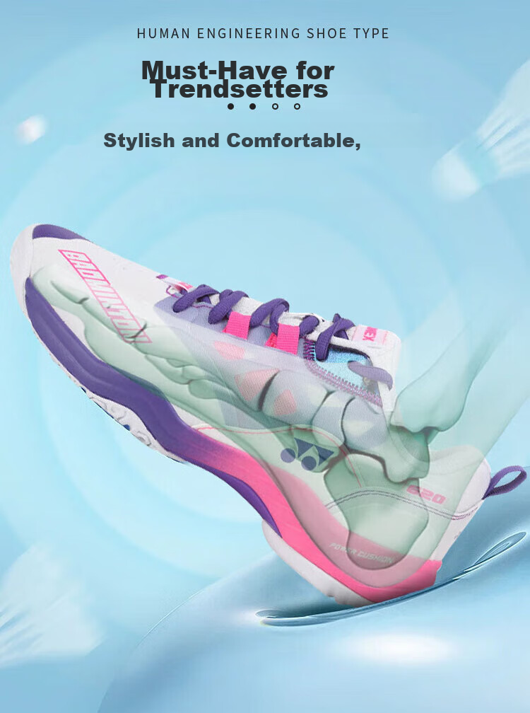 Кроссовки для бадминтона YONEX SHB101CR, мужские и женские, с амортизацией Power Cushion, для начинающих, размер 43, белый/синий