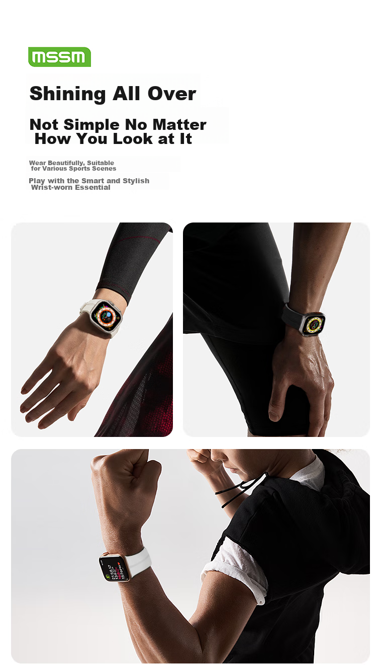 Ремешок MSSM для Apple Watch, силиконовый, с магнитной застежкой, цвет "Звездный свет", для моделей 44/45/46/49 мм