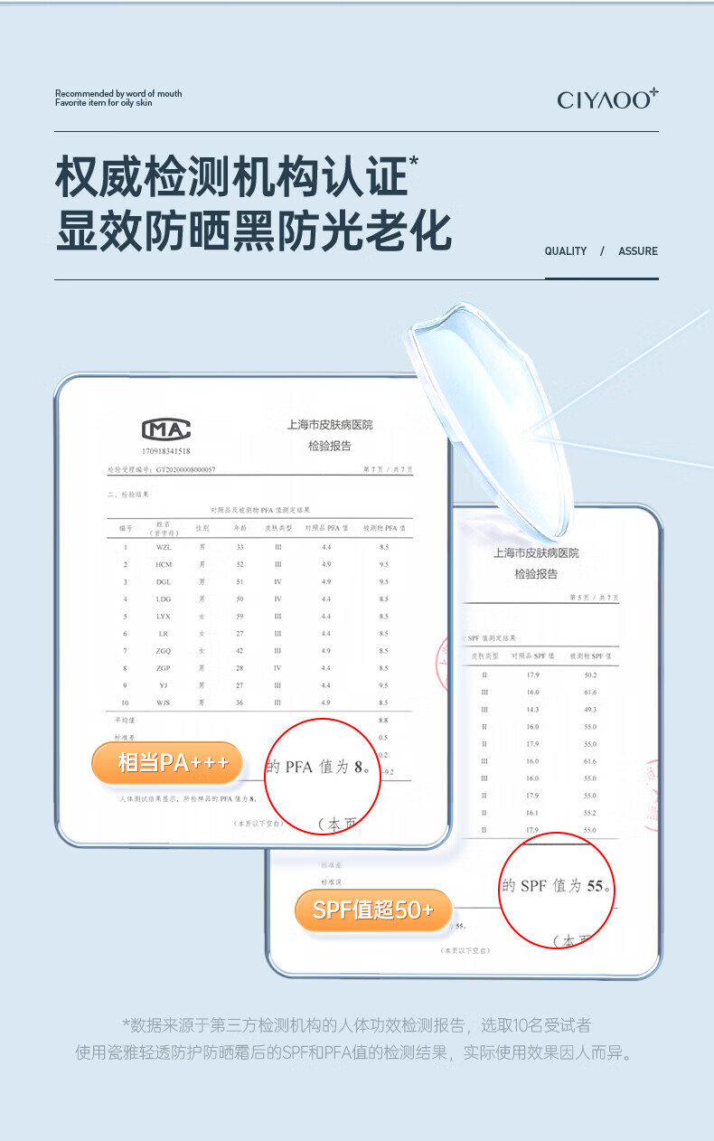 瓷雅高倍清爽防晒霜防水防汗面部身体户外隔离紫外线儿童男女士母亲节 夏天美白提亮保湿水润防嗮霜50g