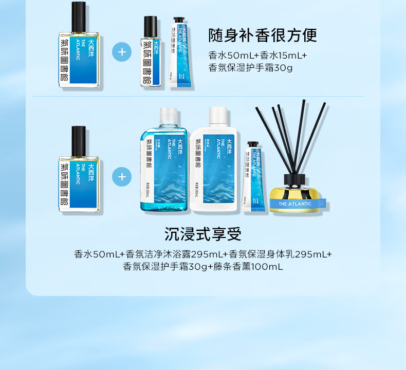 SCENT LIBRARY气味图书馆大西洋淡香水50ml持久留香男士节日生日礼物送男女友
