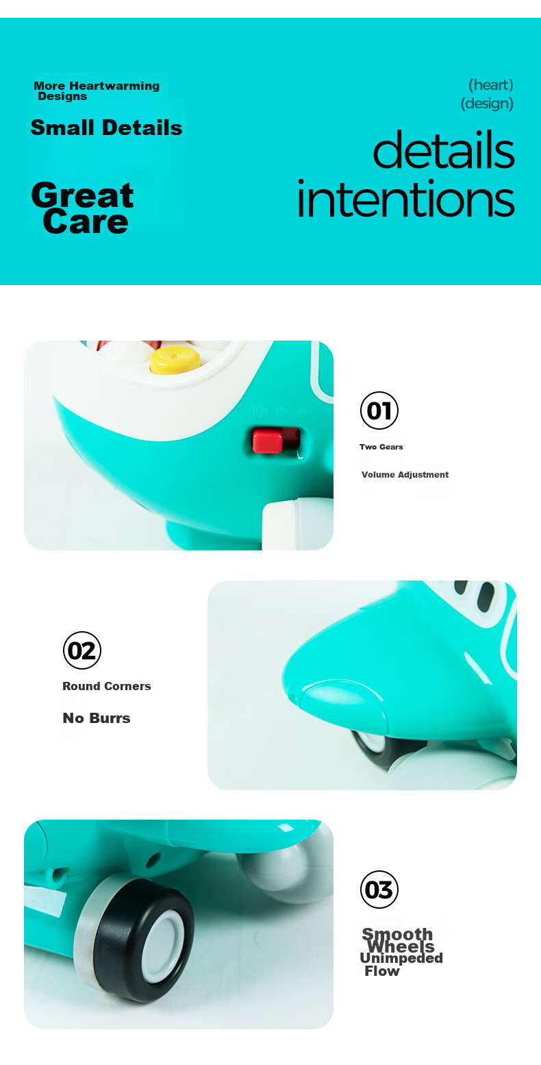Интерактивный самолет на радиоуправлении HUILE TOYS, обучающий, развивающий, музыкальный, для детей от 12 месяцев