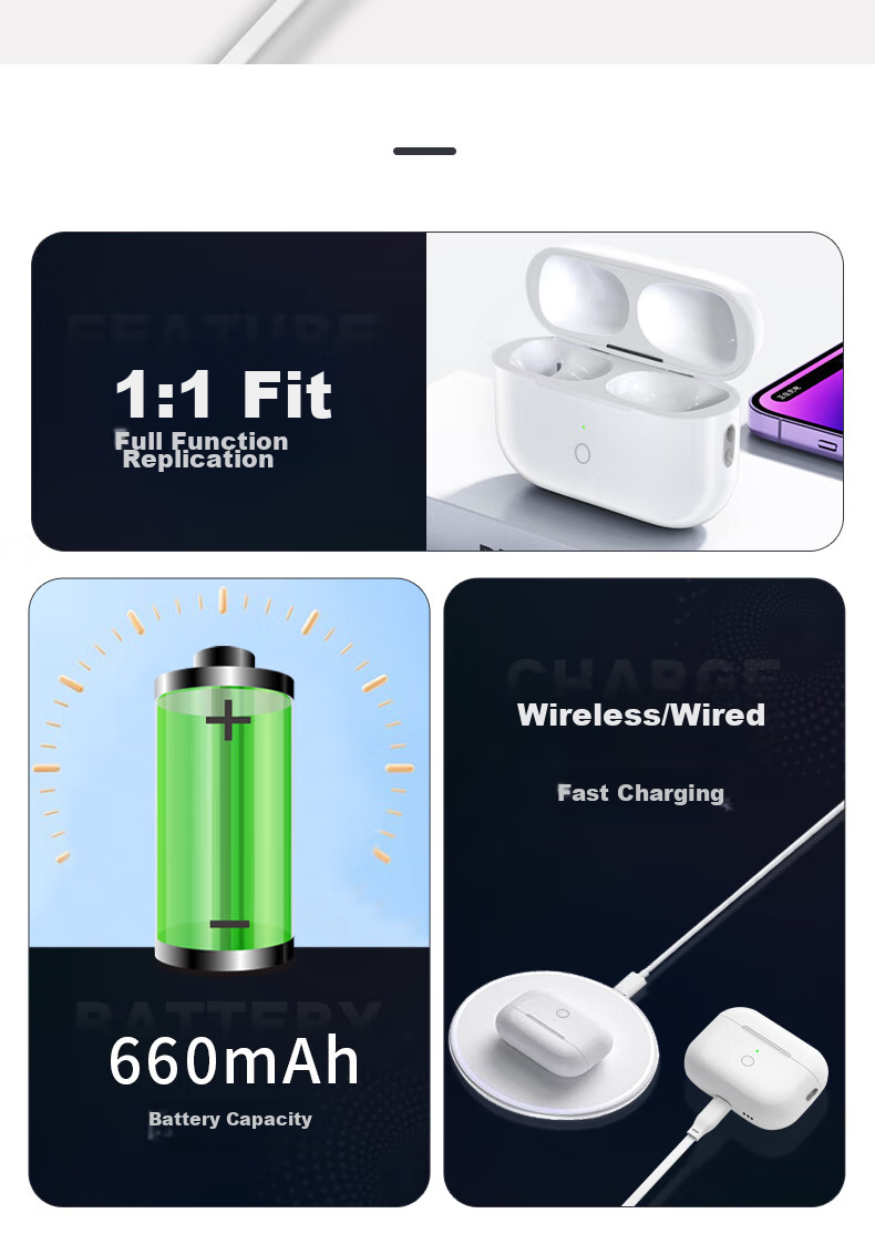 Зарядный чехол Masentek для Apple AirPods Pro/1/2/3/4, беспроводная зарядка, замена утерянных или поврежденных чехлов