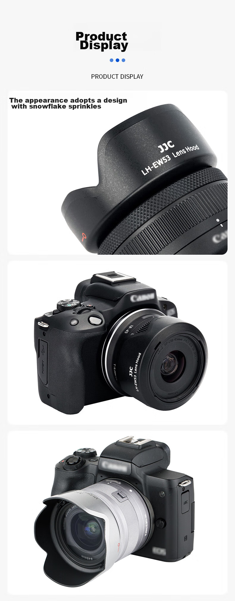 Бленда JJC LH-EW53 для объективов Canon RF-S 18-45mm и EF-M 15-45mm, 49 мм, пластиковая, черная
