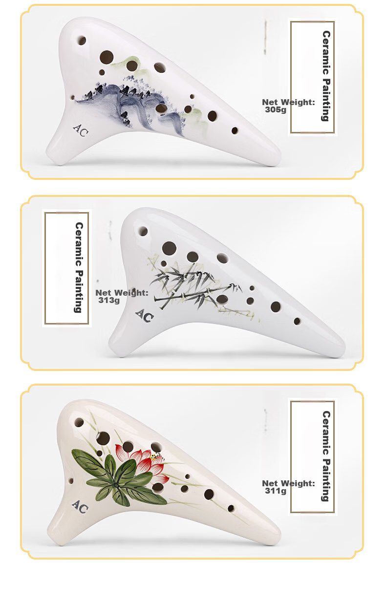 Окарина FENG YA OCARINA, 12-ти отверстий, керамическая флейта, тональность До, средний регистр, AC12