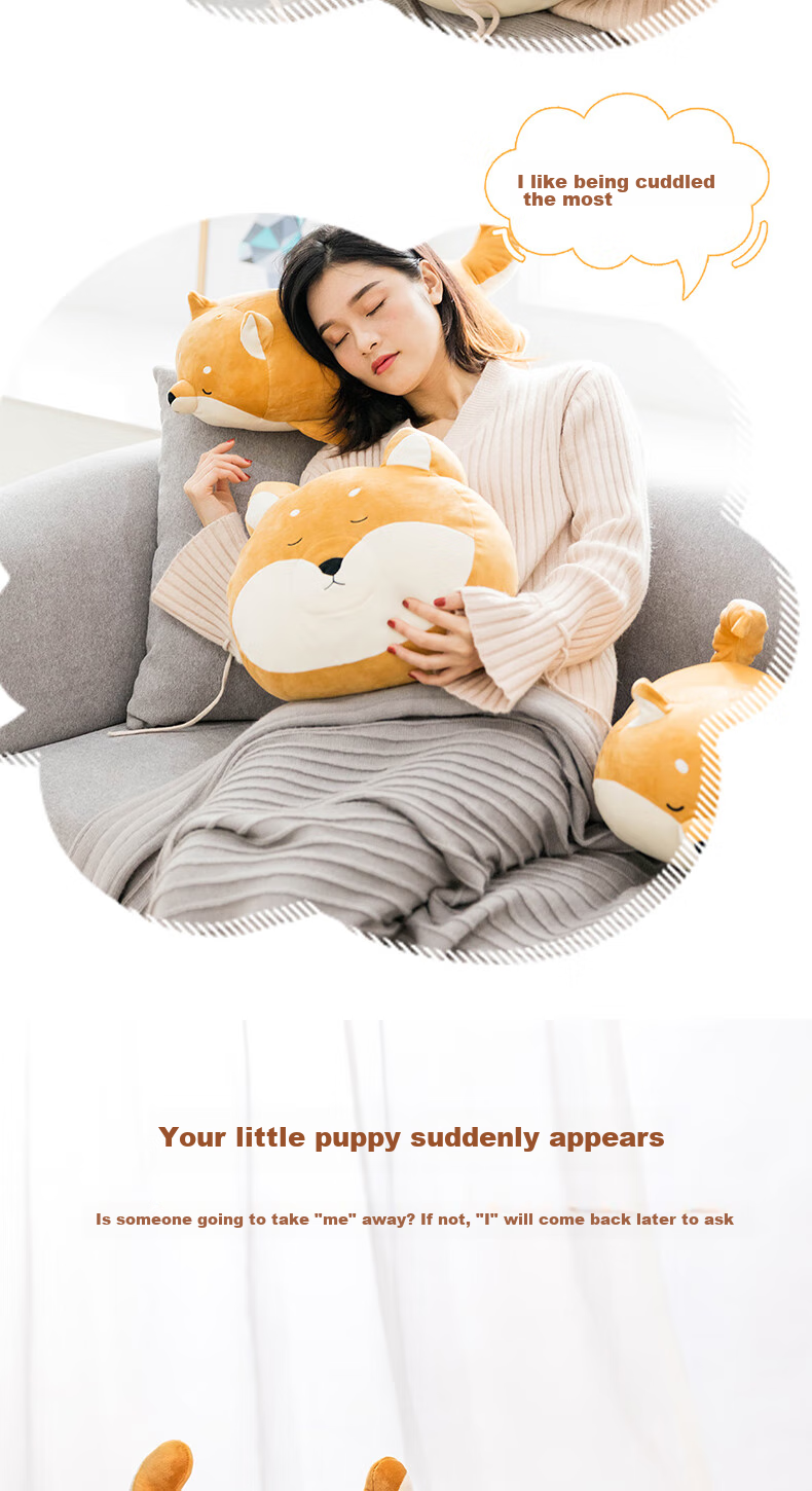 Плед MINISO "Милая собачка" из плюша, лежащая поза, игрушка-подушка для сна, подарок на день рождения