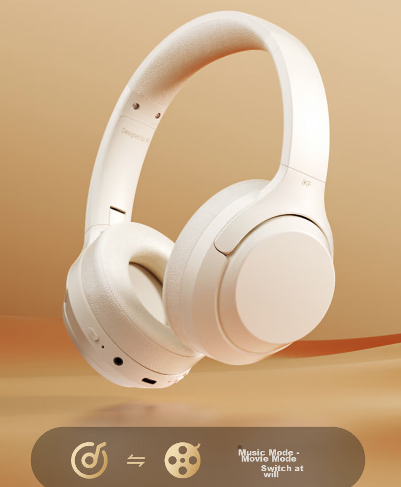 Беспроводные накладные наушники iKF T1 Pro с пространственным звуком, Hi-Fi аудио, Bluetooth 5.4, шумоподавление, белый