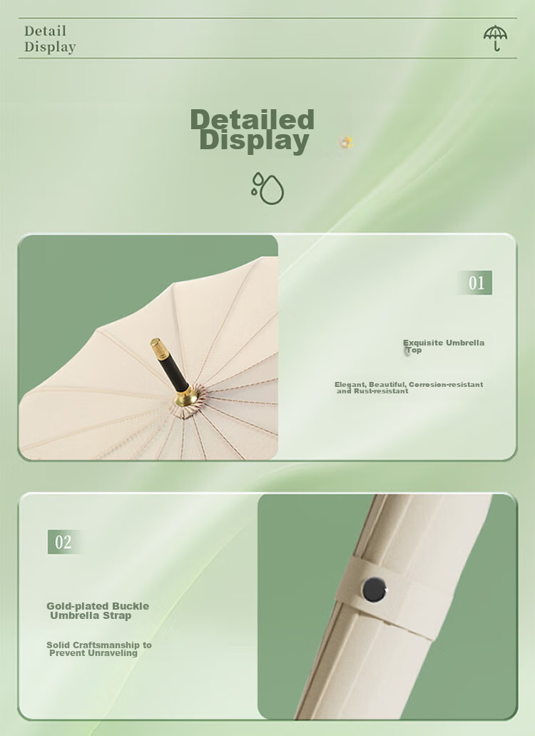 Tianwei Umbrella, ветрозащитный и водонепроницаемый, зонт с длинной ручкой, 16 спиц, полуавтоматический усиленный прямой стержень, настраиваемый