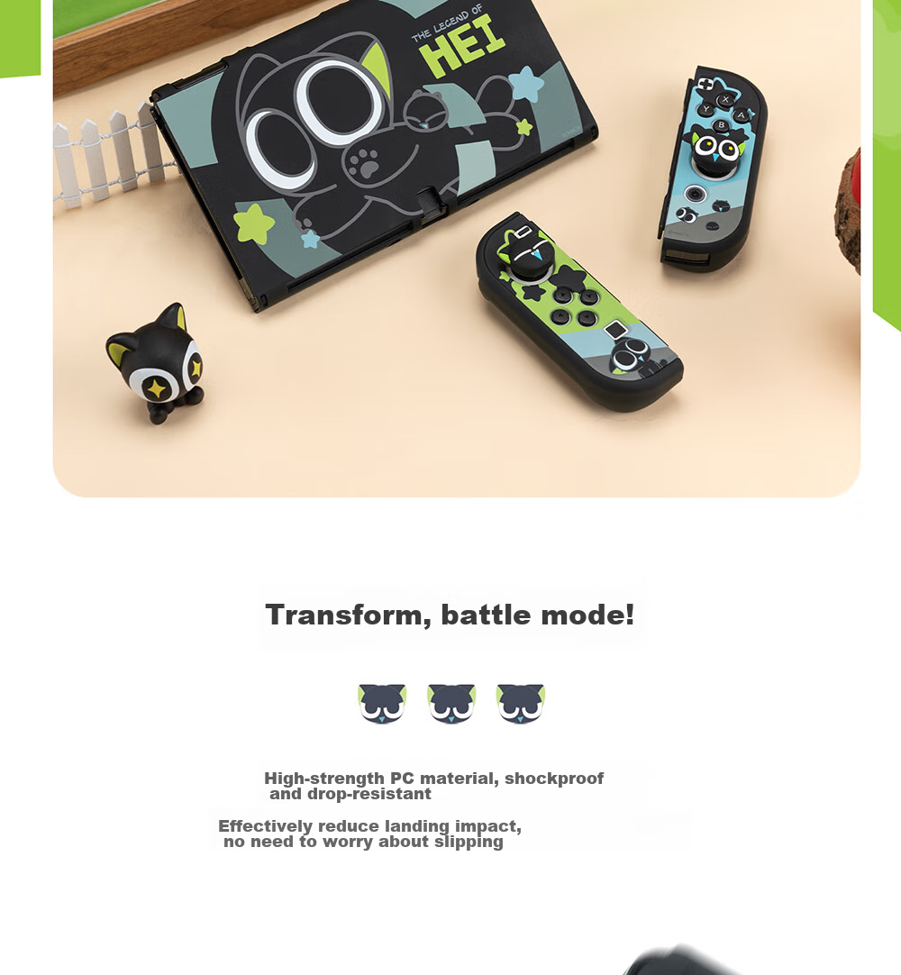 Защитный чехол Jixiang для Nintendo Switch, версия с расширенной батареей Luo Xiaohaidian, съемная ручка, совместимый с док-станцией