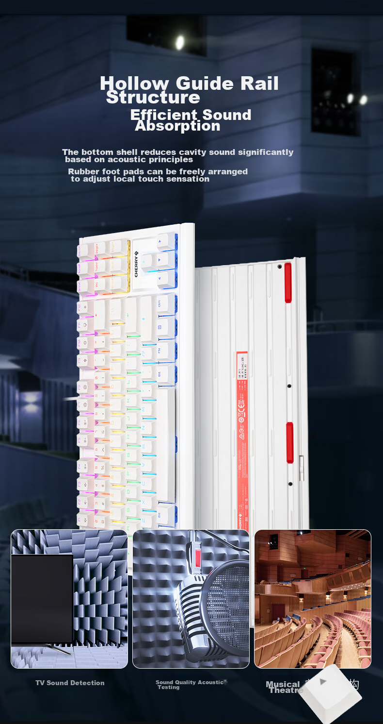 Механическая клавиатура CHERRY MX1.1 Aurora, 87 клавиш, RGB подсветкой, проводная, белая