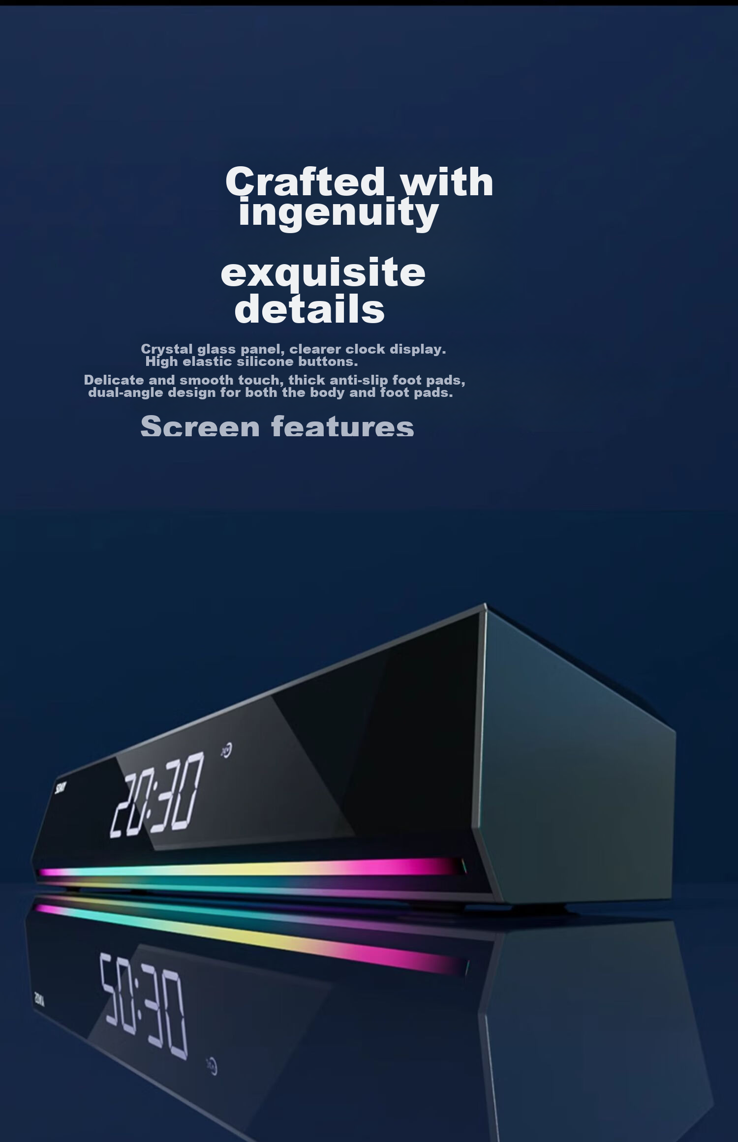 Акустическая система Soaiy SH18 Bluetooth, саундбар для компьютера, игровая акустика для ПК, черная версия с часами и подсветкой