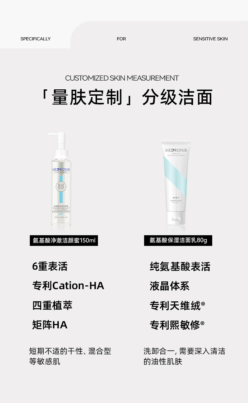 MedRepair米蓓尔氨基酸洁颜蜜150ml温和清洁保湿敏肌舒缓洗面奶