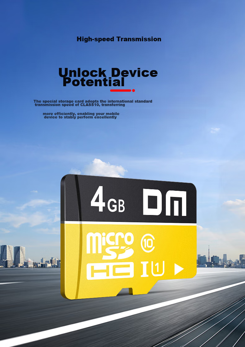 Карта памяти DM Daimai 4GB TF (MicroSD) Class 10, желтая, для телефонов, видеорегистраторов, камер наблюдения