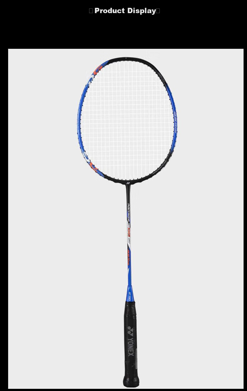 Бадминтонная ракетка YONEX Astrox AX3DGST, полнокарбоновая, струнная, 4U, 26 Lbs, черная и синяя, с лентой для захвата