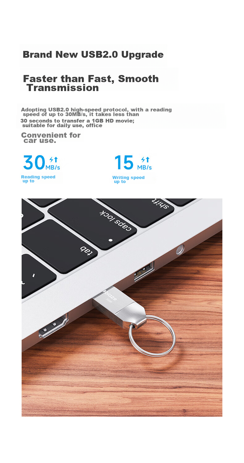 USB-флеш-накопитель BIAZE UP014, 8 ГБ, USB 2.0, серебристый