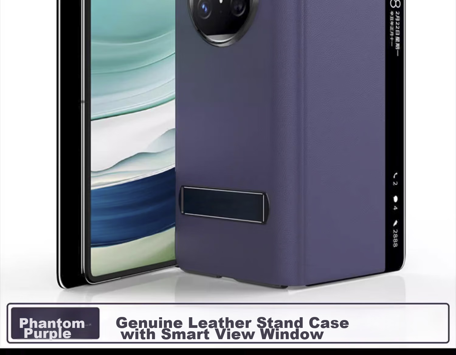 Чехол-книжка Ekakashop для Huawei Mate X5/X3/Collector's Edition, защита от падений, с подставкой, кожаный, с окном Smart View, черный