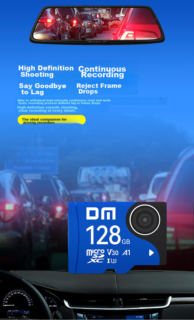 Карта памяти DM Daimai 128GB TF (MicroSD) Class 10 U3 V30 A1, синяя, для видеорегистратора и камеры видеонаблюдения