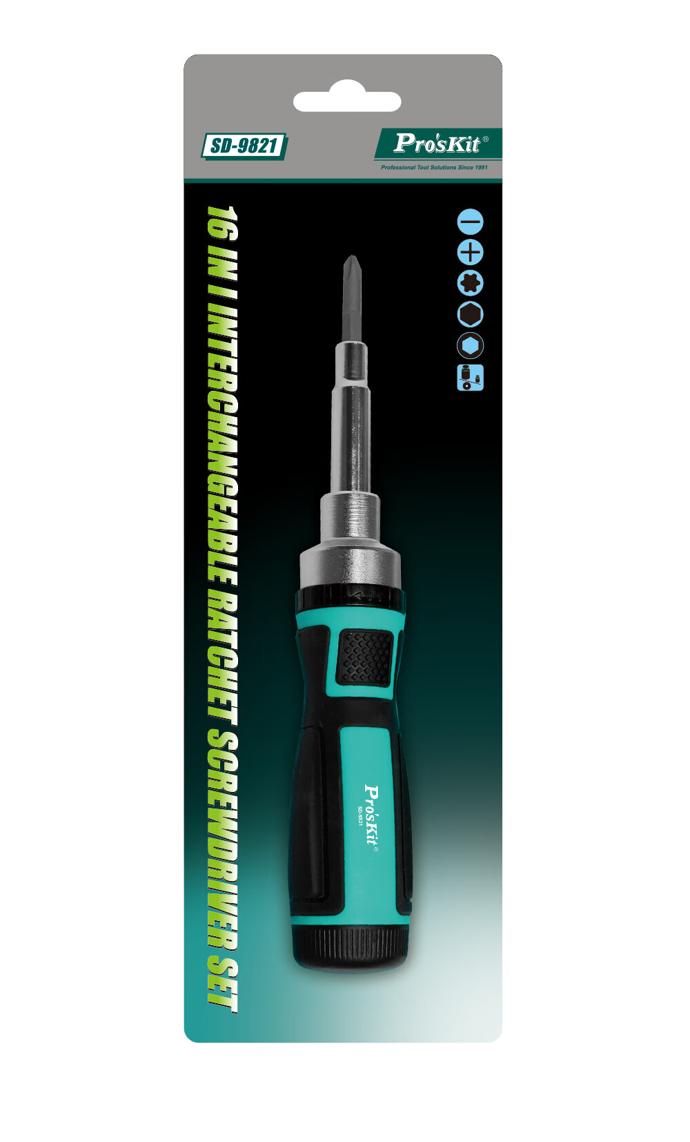 Набор отверток Pro'sKit SD-9821, 16 предметов, трещоточный механизм