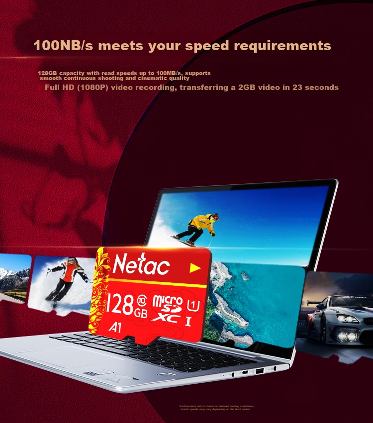 Карта памяти Netac 128GB TF (MicroSD) A1 U1 C10, классическое китайское издание, скорость чтения 100 МБ/с, для видеорегистратора и смартфона